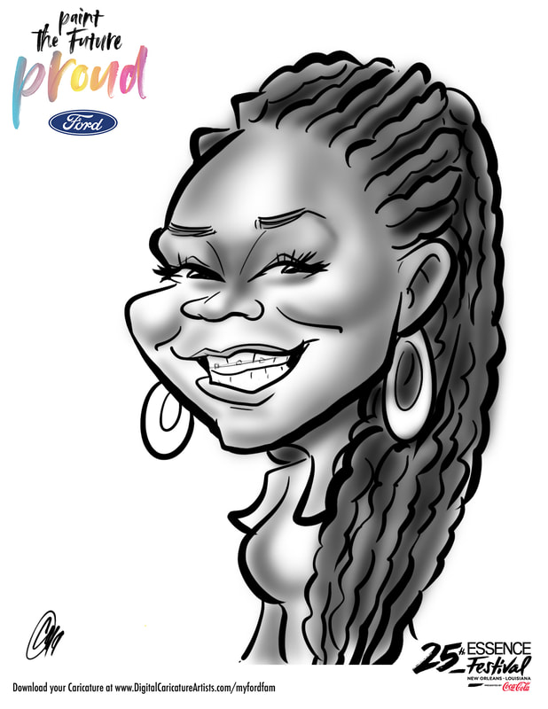 Digital Caricatures New Orleans Essence Beauty Carnival with Ford Motors