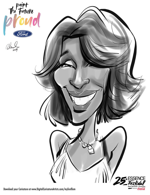 Digital Caricatures New Orleans Essence Beauty Carnival with Ford Motors